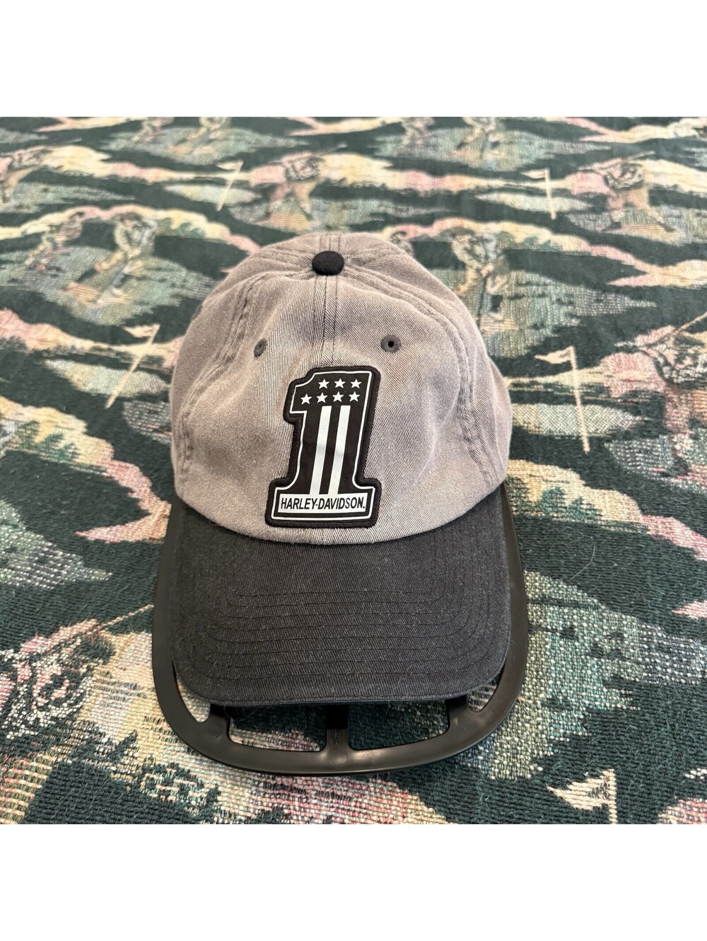 Harley Davidson Logo Black Graphic Flex Fit Motorcycle Biker Hat Size Mens Large